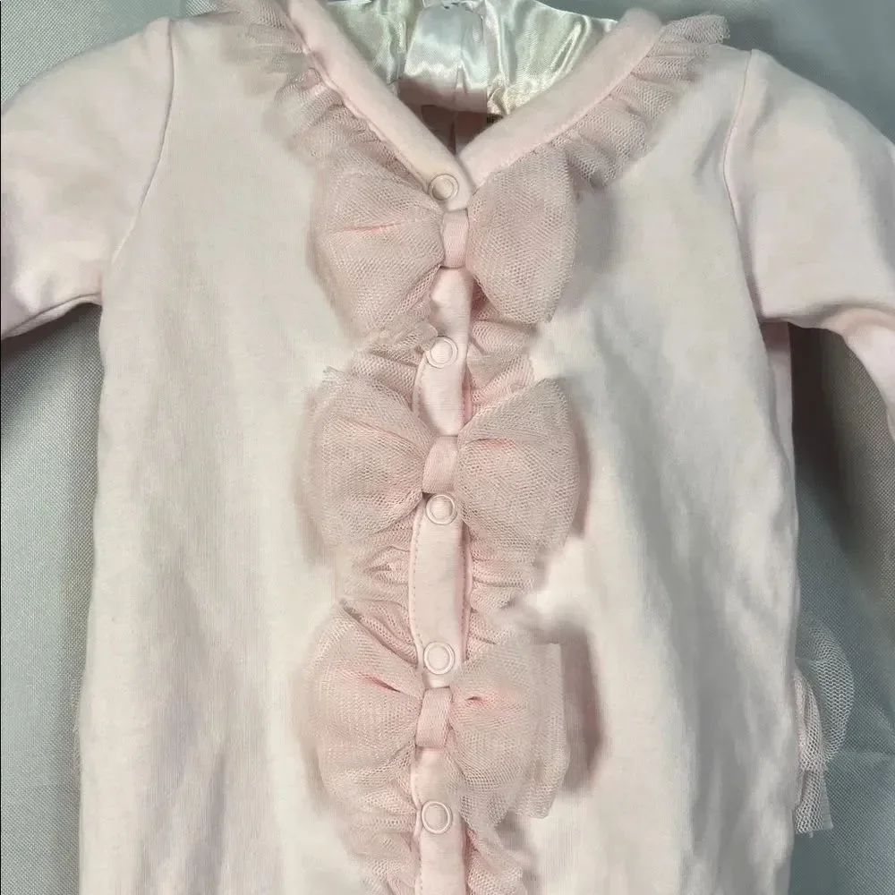 FAO pink ruffles and bows one piece footed jumpsuit size newborn